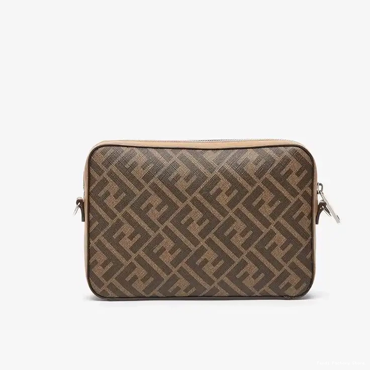 Cheap Brown In Compact Fabric Motif Black Fendi FF Case Camera 0504